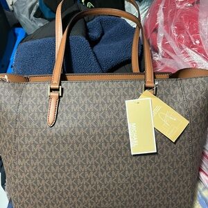 Michael Kors Tan and Brown Signature Tote